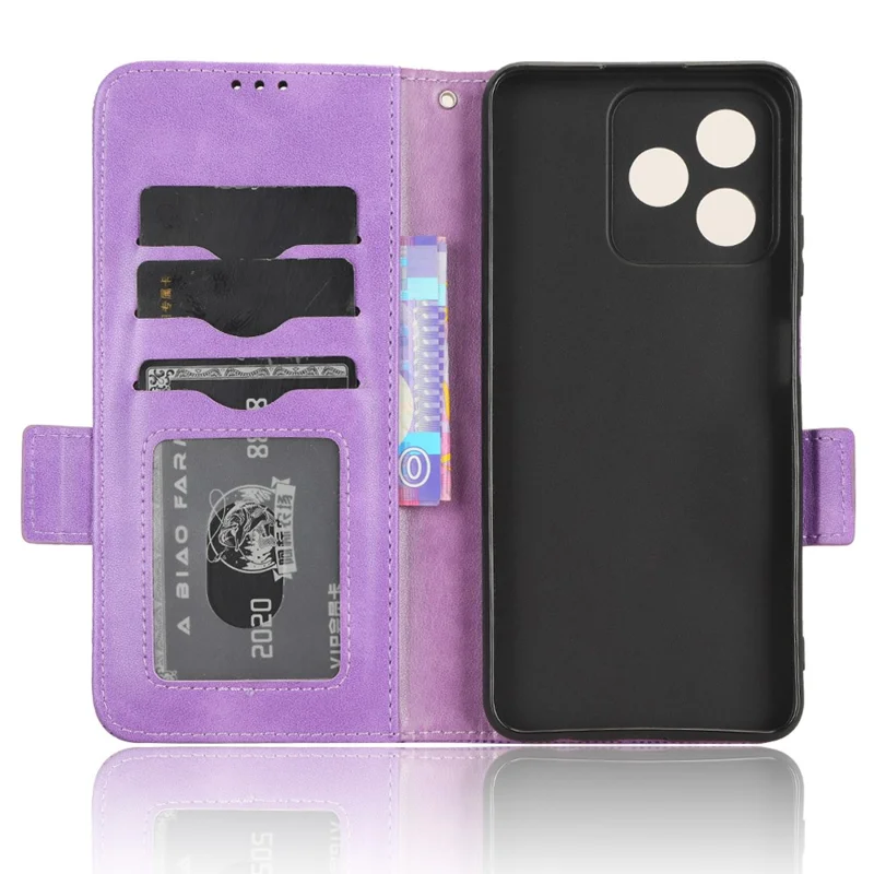 For Realme Narzo N53 4G / C53 (Global) / C53 (India) / C51 Cell Phone Cover Imprinted Triangle PU Leather Stand Wallet Case - Purple