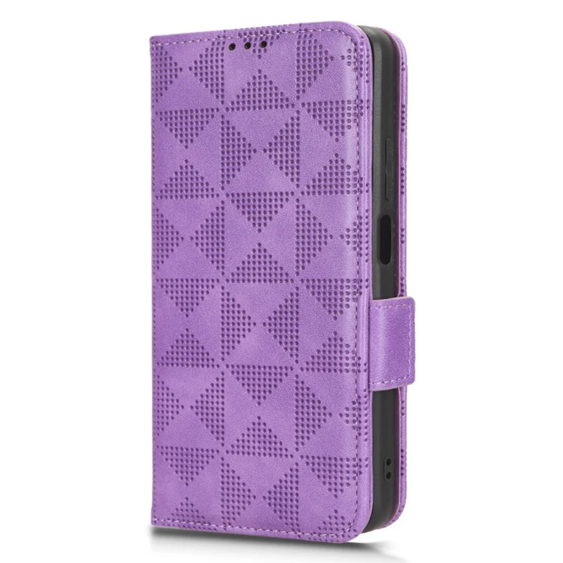 For Realme Narzo N53 4G / C53 (Global) / C53 (India) / C51 Cell Phone Cover Imprinted Triangle PU Leather Stand Wallet Case - Purple