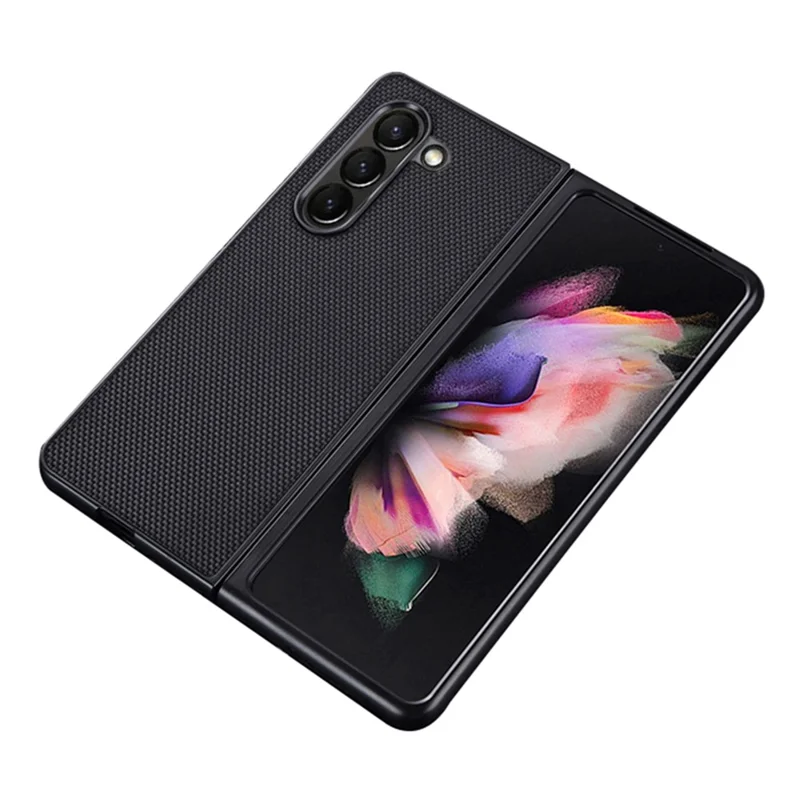 For Samsung Galaxy Z Fold5 5G Nylon Coated Hard PC Phone Case Folding Phone Protective Cover - Black