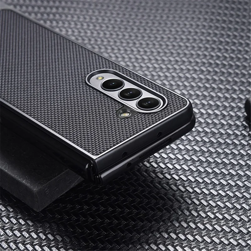 For Samsung Galaxy Z Fold5 5G Nylon Coated Hard PC Phone Case Folding Phone Protective Cover - Black