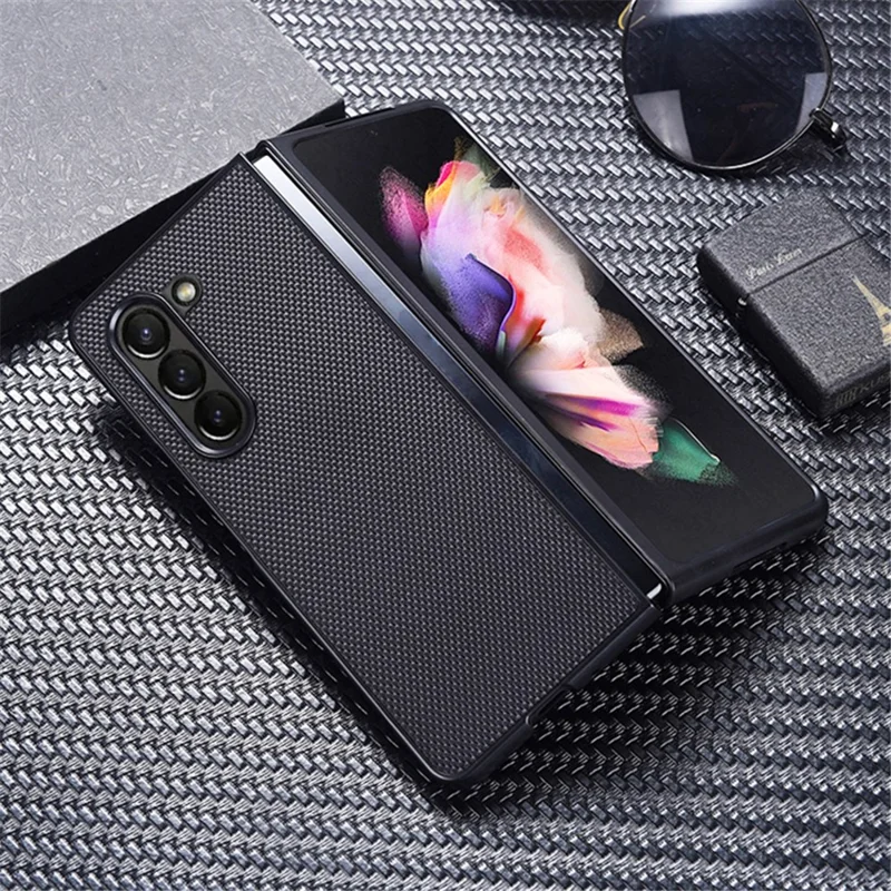 For Samsung Galaxy Z Fold5 5G Nylon Coated Hard PC Phone Case Folding Phone Protective Cover - Black