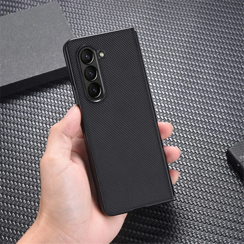 For Samsung Galaxy Z Fold5 5G Nylon Coated Hard PC Phone Case Folding Phone Protective Cover - Black