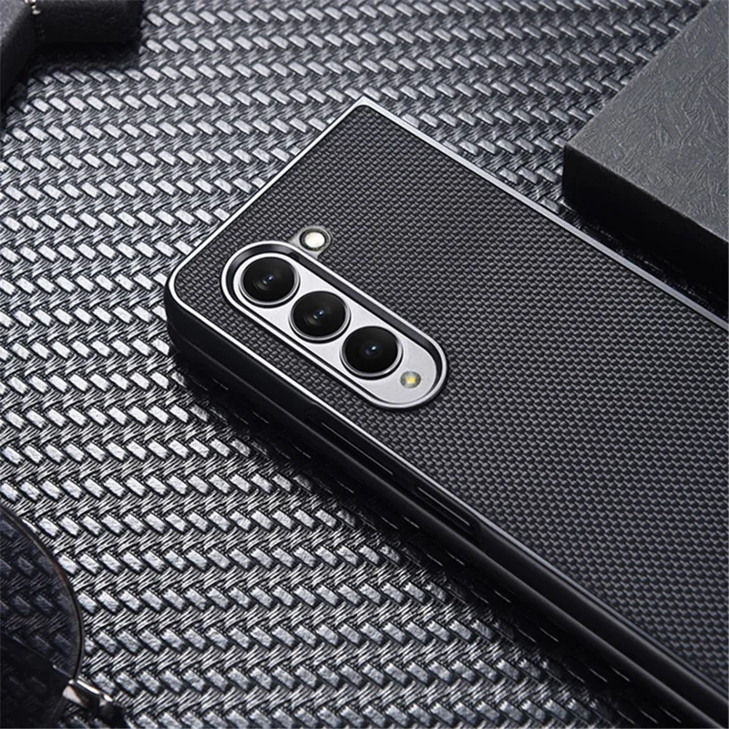 For Samsung Galaxy Z Fold5 5G Nylon Coated Hard PC Phone Case Folding Phone Protective Cover - Black