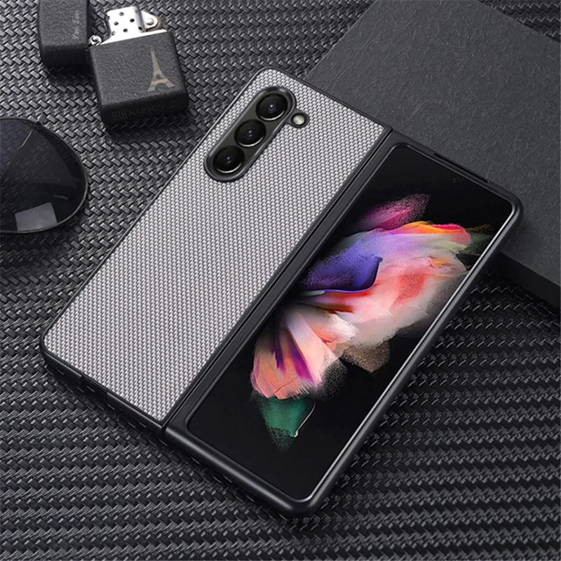 For Samsung Galaxy Z Fold5 5G Nylon Coated Hard PC Phone Case Folding Phone Protective Cover - Grey