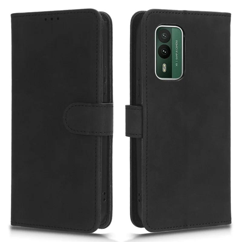 Voor Nokia XR21 Anti-val PU Leren Portemonnee Hoesje met Huidgevoel Telefoonhoes met Stand - Zwart
