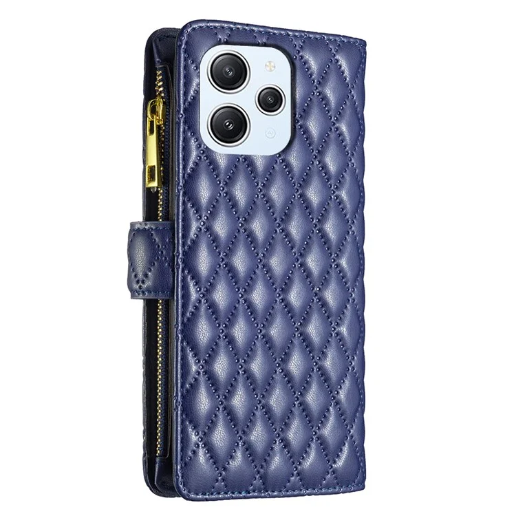 BINFEN COLOR Für Xiaomi Redmi 12 4G BF Style-15 Flip-Hülle Reißverschlusstasche Leder-Geldbörse Telefonständer - Blau