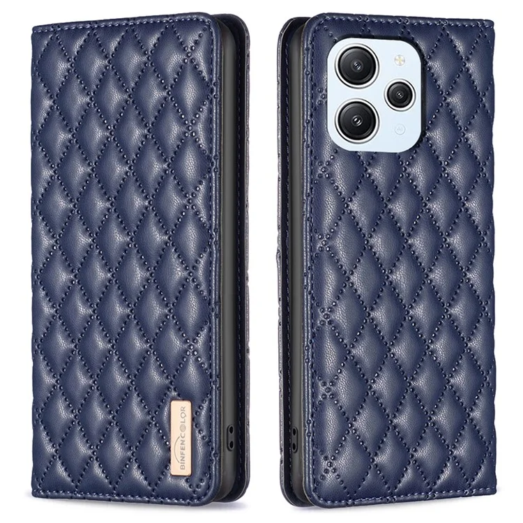 BINFEN COLOR BF Estilo-16 Para Xiaomi Redmi 12 4G Funda para Teléfono con Soporte para Tarjetas Anticorte Cubierta de Cuero PU - Azul