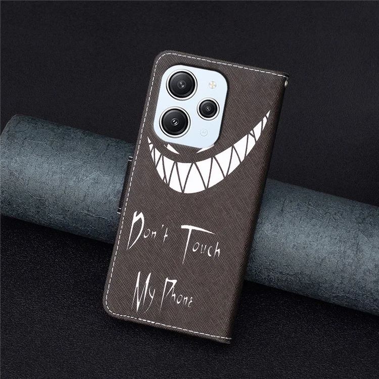 Pour Xiaomi Redmi 12 4G Motif Impression Couverture en Cuir PU Anti-chute Portefeuille Support Étui de Téléphone - Ne Touchez Pas à Mon Téléphone