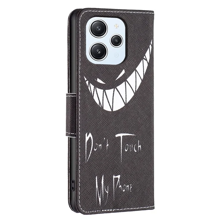 Pour Xiaomi Redmi 12 4G Motif Impression Couverture en Cuir PU Anti-chute Portefeuille Support Étui de Téléphone - Ne Touchez Pas à Mon Téléphone