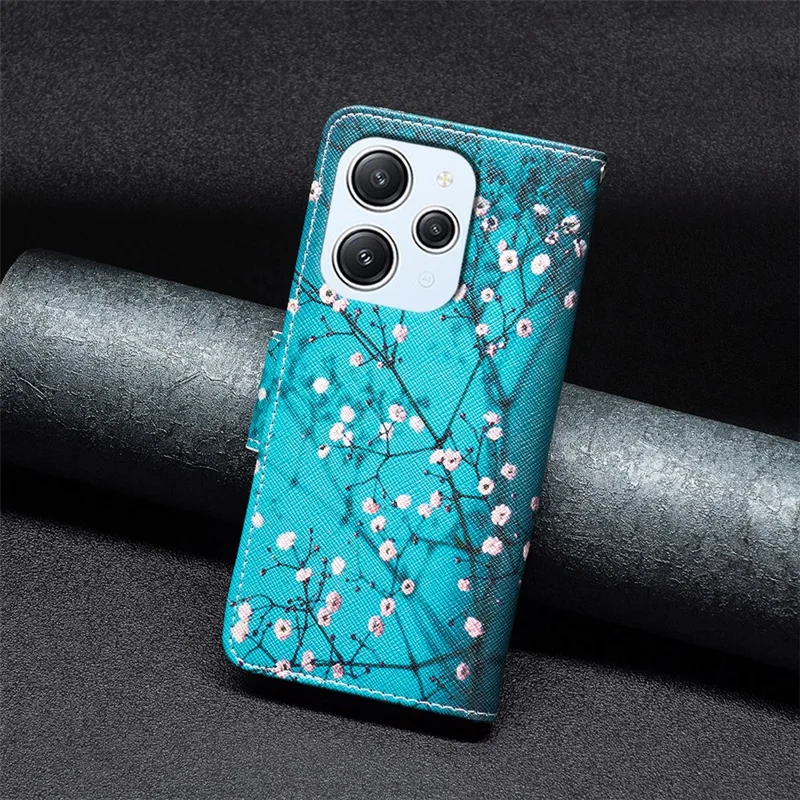 Для Xiaomi Redmi 12 4G Узорчатый PU-кожаный чехол с противоударной защитой Стойка Чехол для телефона - Сливовый цвет