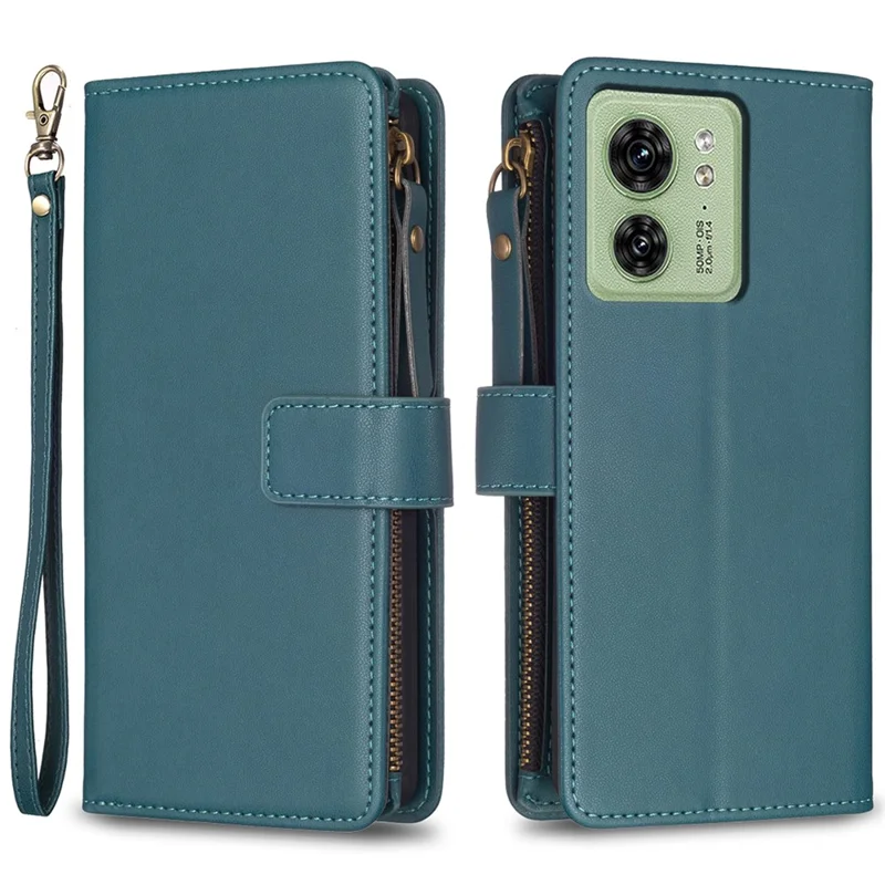 BF Style-19 for Motorola Edge 40 5G PU Leather Wallet Case Stand Anti-drop Cover with Zipper Pocket - Green