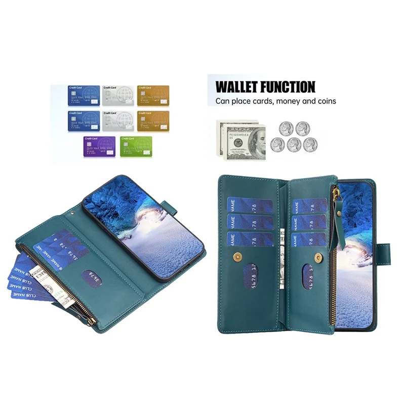 BF Style-19 for Motorola Edge 40 5G PU Leather Wallet Case Stand Anti-drop Cover with Zipper Pocket - Green
