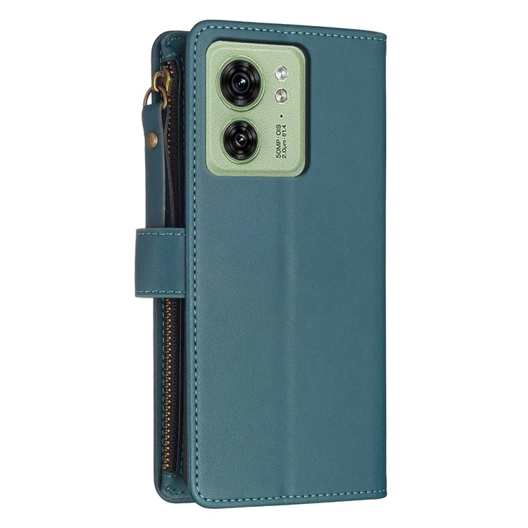 BF Style-19 for Motorola Edge 40 5G PU Leather Wallet Case Stand Anti-drop Cover with Zipper Pocket - Green