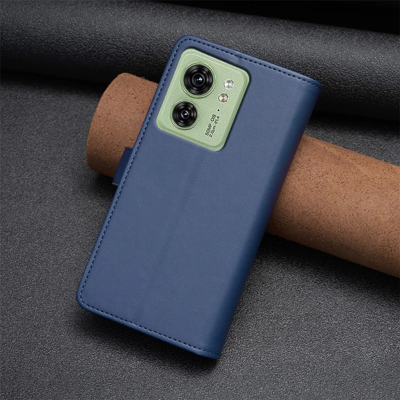 BF Style-19 for Motorola Edge 40 5G PU Leather Wallet Case Stand Anti-drop Cover with Zipper Pocket - Blue