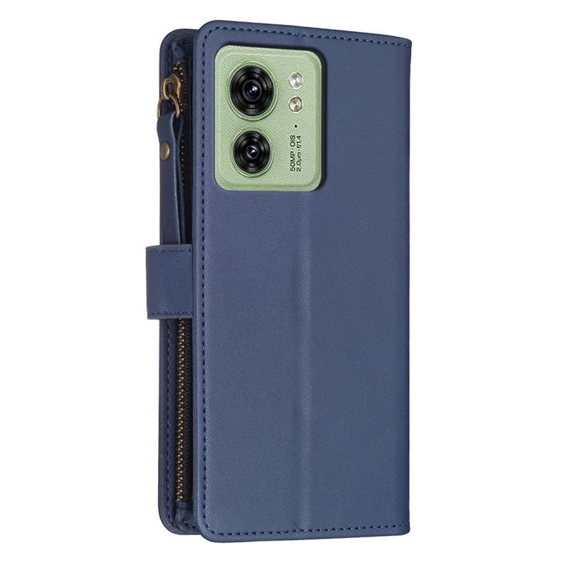 BF Style-19 for Motorola Edge 40 5G PU Leather Wallet Case Stand Anti-drop Cover with Zipper Pocket - Blue