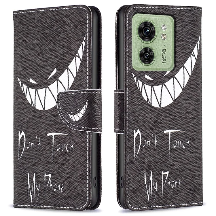Для Motorola Edge 40 5G PU Кожаный узор Печатная обложка Flip Wallet Stand Phone Case - Не трогайте мой телефон