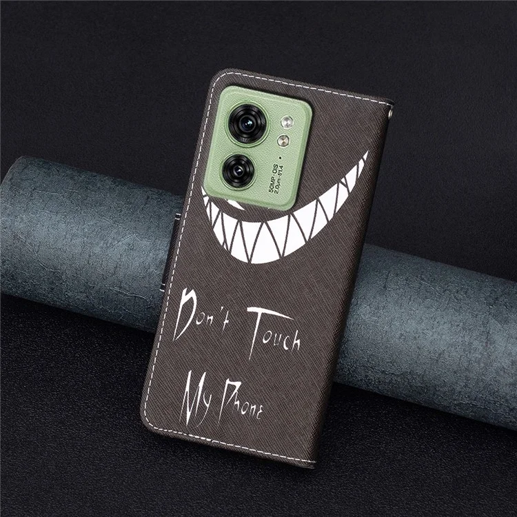 Для Motorola Edge 40 5G PU Кожаный узор Печатная обложка Flip Wallet Stand Phone Case - Не трогайте мой телефон