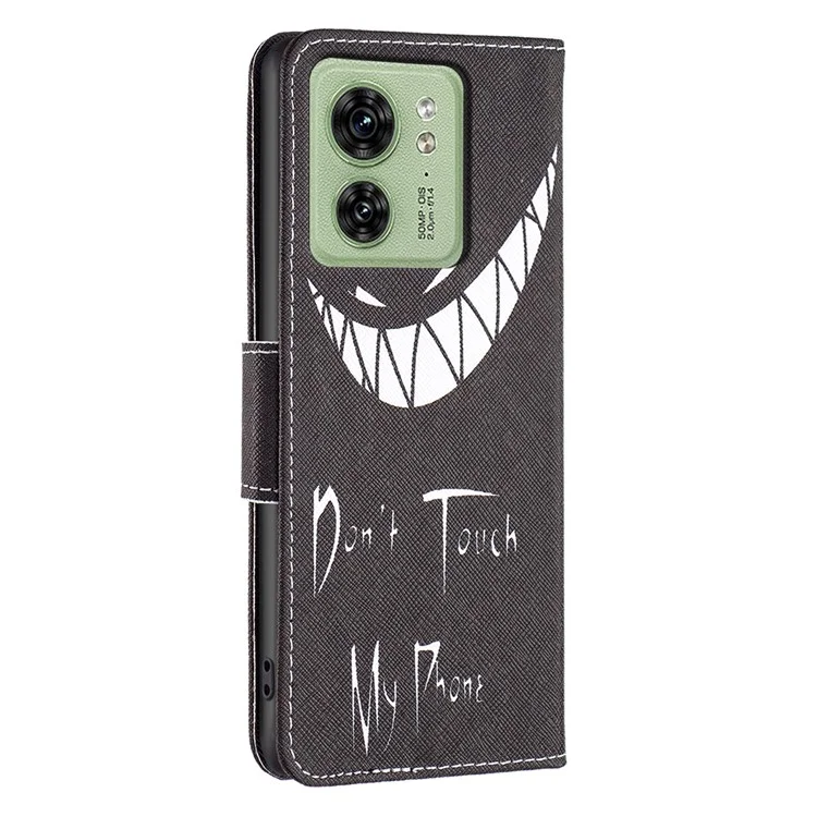 Для Motorola Edge 40 5G PU Кожаный узор Печатная обложка Flip Wallet Stand Phone Case - Не трогайте мой телефон