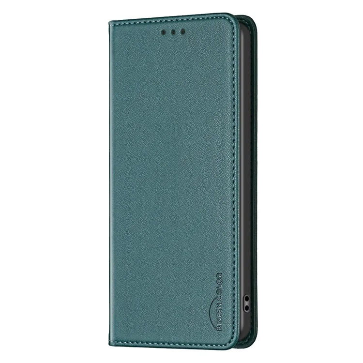 BINFEN COLOR BF18 Für Motorola Edge 40 5G Lederklappcover Auto-absorbiertes Magnetisches Handyhülle mit Kartenfach - Grün