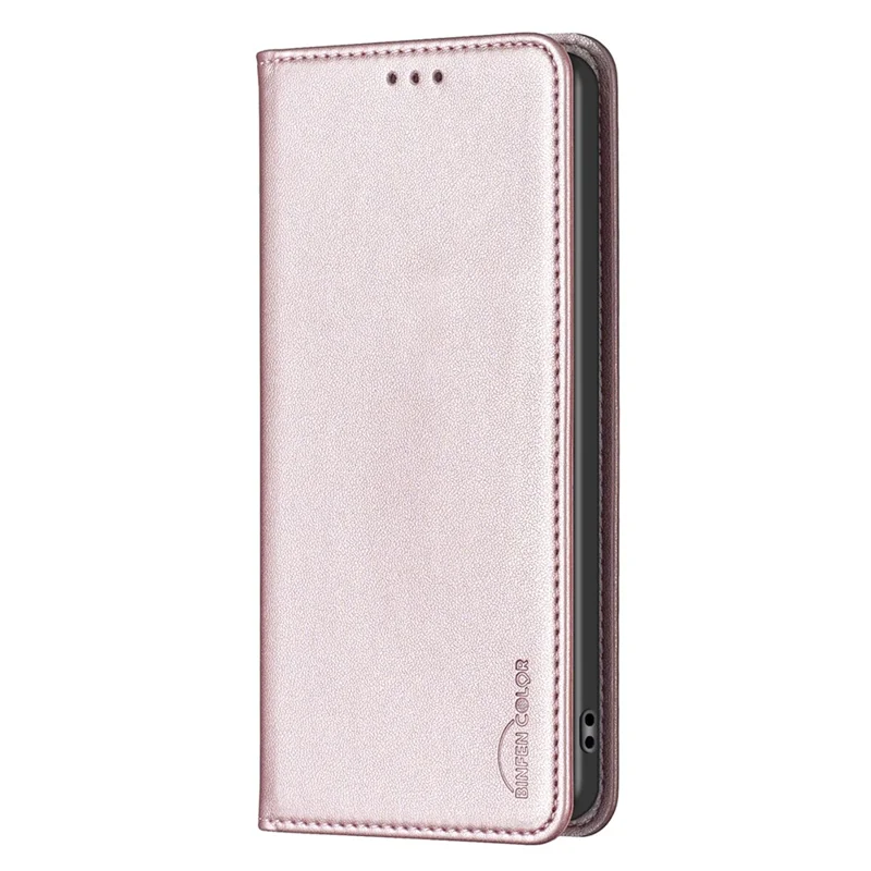 BINFEN COLOR BF18 For Motorola Edge 40 5G Leather Flip Cover Auto-absorbed Magnetic Phone Case with Card Holder - Rose Gold