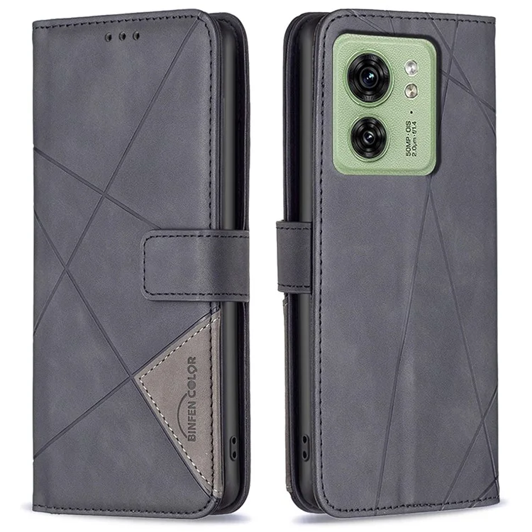 BINFEN COLOR BF05 Housse de protection pour Motorola Edge 40 5G Stand Wallet PU Leather Imprinted Phone Case - Noir