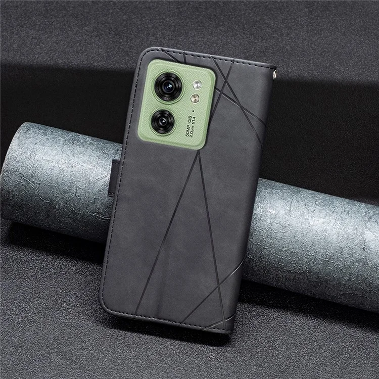 BINFEN COLOR BF05 Housse de protection pour Motorola Edge 40 5G Stand Wallet PU Leather Imprinted Phone Case - Noir