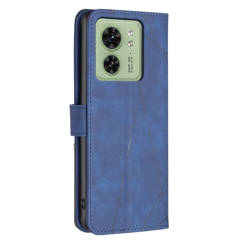 BINFEN COLOR For Motorola Edge 40 5G Phone Cases Wallet Stand Geometry Imprint Leather Cover - Blue