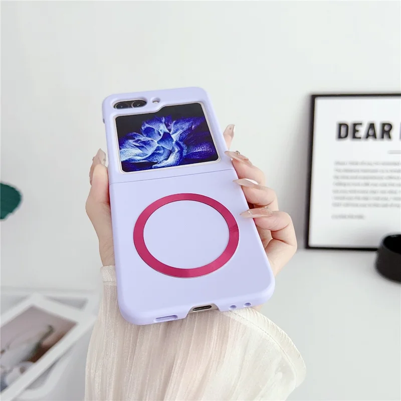 For Samsung Galaxy Z Flip5 5G Magnetic Case Skin-touch Hard PC Phone Cover - Purple