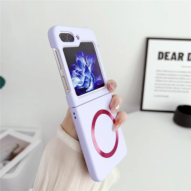 For Samsung Galaxy Z Flip5 5G Magnetic Case Skin-touch Hard PC Phone Cover - Purple