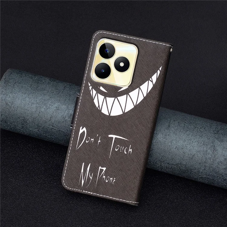 For Realme C53 (Global) / C53 (India) / C51 PU Leather Wallet Stand Phone Case Pattern Printing Shockproof Cover - Don't Touch My Phone