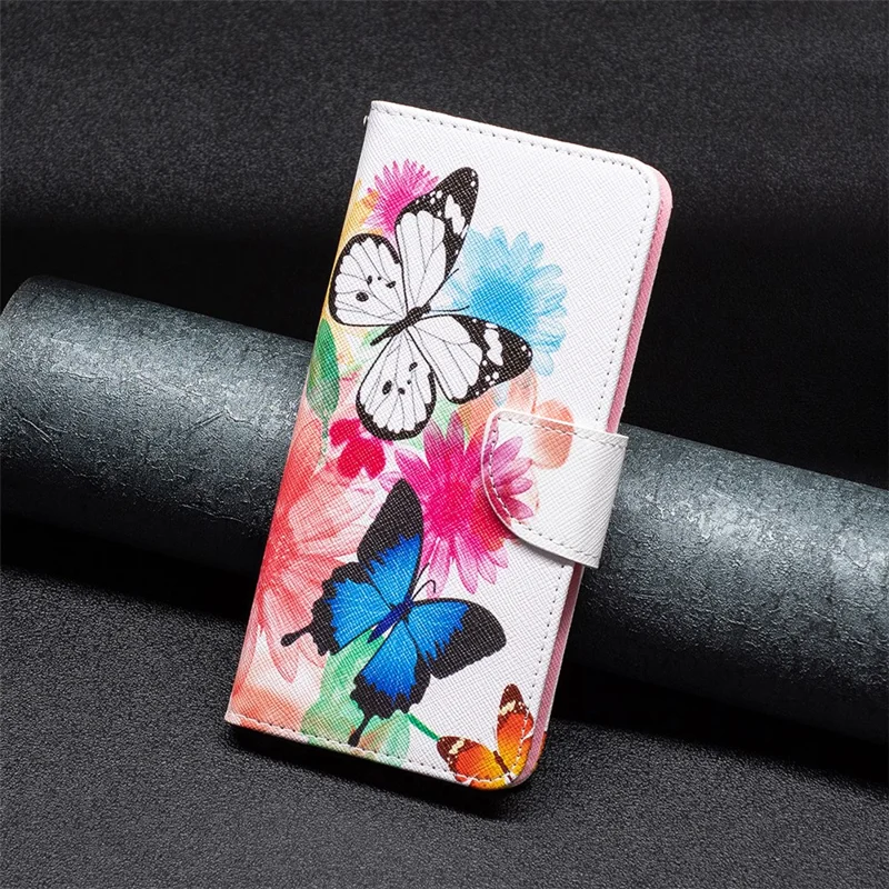 For Realme C53 (Global) / C53 (India) / C51 PU Leather Wallet Stand Phone Case Pattern Printing Shockproof Cover - Two Butterflies