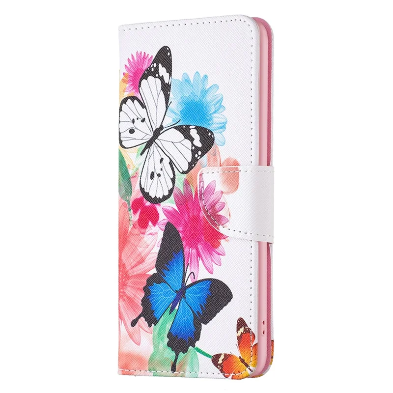 For Realme C53 (Global) / C53 (India) / C51 PU Leather Wallet Stand Phone Case Pattern Printing Shockproof Cover - Two Butterflies