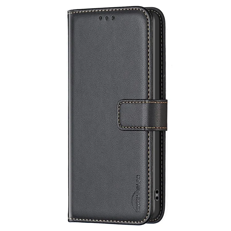 BINFEN COLOR BF17 Para Realme C53 (Global) / C53 (Índia) / Capa de Telefone C51 Design de Carteira de Suporte à Prova de Poeira TPU+PU Leather - Preto