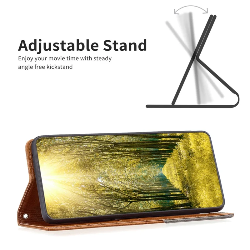 Card Holder Shell for Realme C53 (Global) / C53 (India) / C51 Imprinted Line Cell Phone Case Stand Leather Phone Cover - Yellow