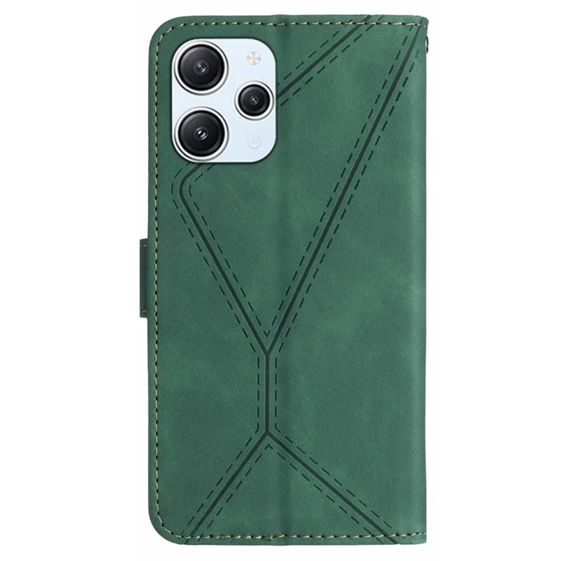 HT05 Per Xiaomi Redmi 12 4G Custodia per telefono Portafoglio con stampa a righe Pelle touch Flip Stand PU Pelle+TPU Custodia per telefono - Verde