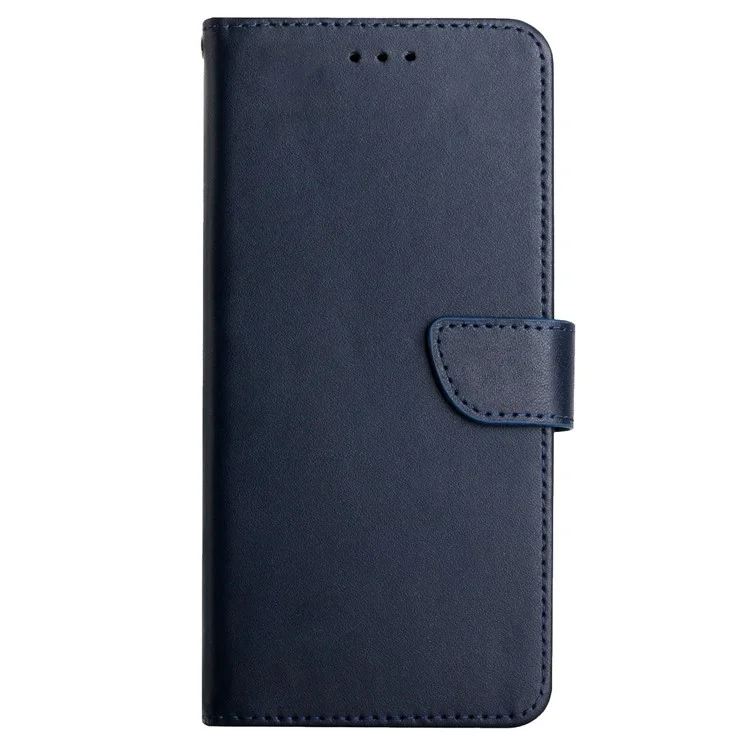 HT02 Per Xiaomi Redmi 12 4G TPU+Pelle Bovina Genuina Wallet Stand Case Texture Nappa Antiurto Cover Telefono - Blu