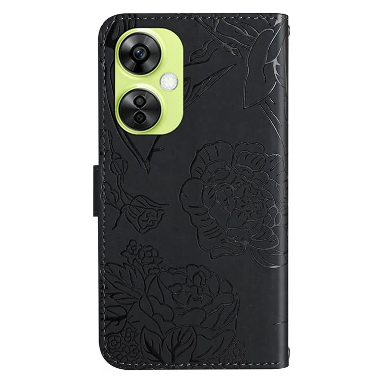 HT03 для OnePlus Nord CE3 5G / Nord CE 3 Lite 5G / Nord N30 5G Кожаный бумажник с подставкой для телефона и ремешком на запястье - черный