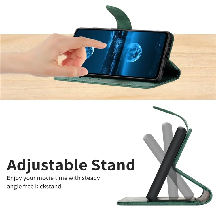 HT05 für OnePlus Nord CE3 5G / CE 3 Lite 5G / Nord N30 5G PU-Leder-Cover Skin-touch Flip-Stand-Portemonnaie Bedruckte Linie Handyhülle - Grün