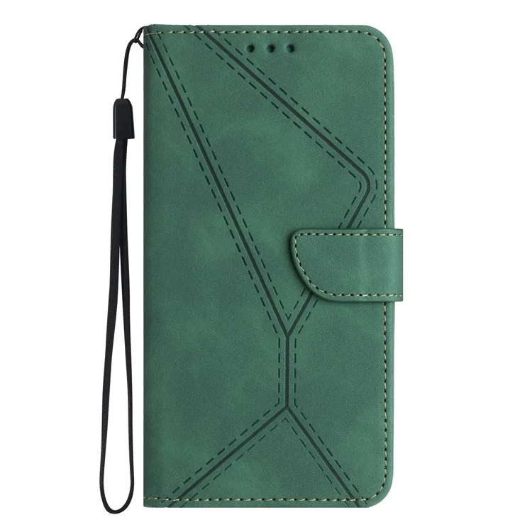 HT05 für OnePlus Nord CE3 5G / CE 3 Lite 5G / Nord N30 5G PU-Leder-Cover Skin-touch Flip-Stand-Portemonnaie Bedruckte Linie Handyhülle - Grün