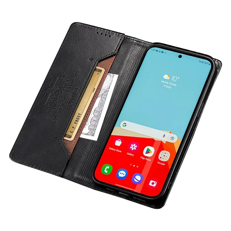 TTUDRCH Style 007 Custodia Bloccante RFID per Samsung Galaxy A24 4G (162,1 x 77,6 x 8,3 mm) Portafoglio Stand Custodia in Pelle - Nero