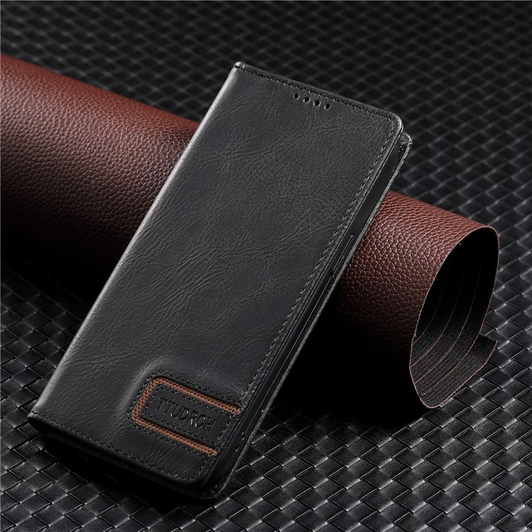 TTUDRCH Style 007 Custodia Bloccante RFID per Samsung Galaxy A24 4G (162,1 x 77,6 x 8,3 mm) Portafoglio Stand Custodia in Pelle - Nero
