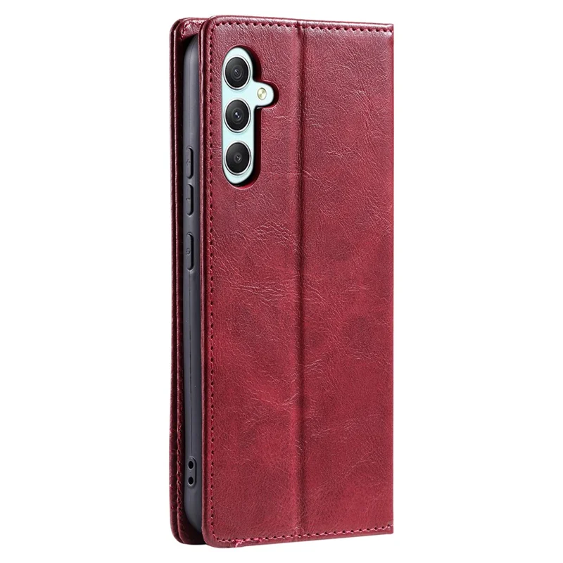 TTUDRCH Style 007 RFID Blocking Case for Samsung Galaxy A24 4G (162.1 x 77.6 x 8.3mm) Wallet Stand Leather Phone Cover - Wine Red
