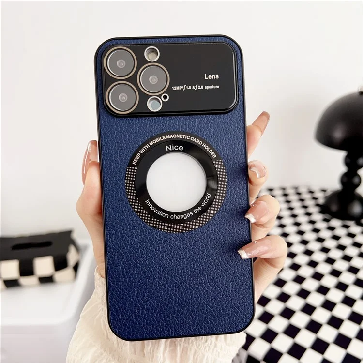 Совместим с Magsafe Case Для Iphone 13 Pro Max 6,7 Дюйма Litchi Texture PU - Сапфир