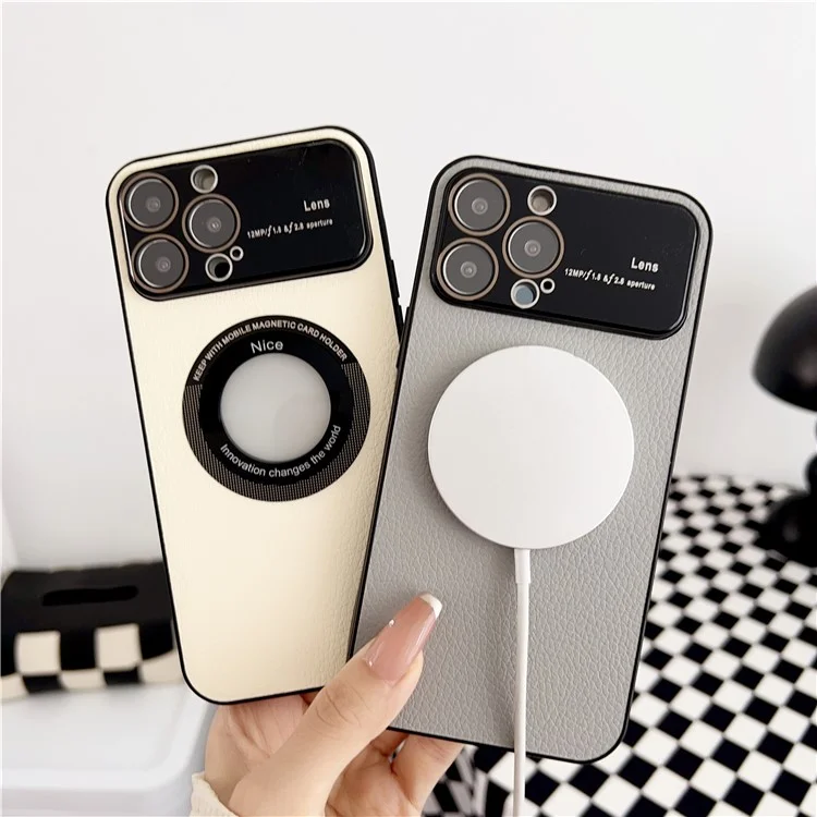 Совместим с Magsafe Case Для Iphone 13 Pro Max 6,7 Дюйма Litchi Texture PU - Сапфир
