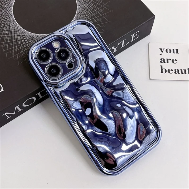 For iPhone 14 Pro Anti-drop Phone Case Meteorite Texture Electroplating Soft TPU Cover - Blue