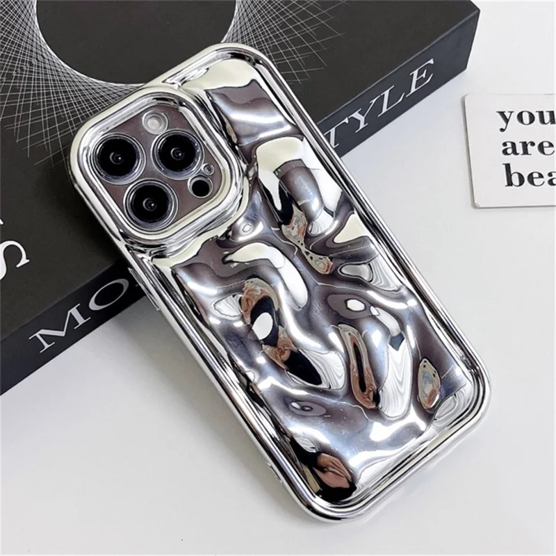 Electroplating Shell for iPhone 12 Pro 6.1 inch Phone Case Meteorite Texture Soft TPU Cover - Silver