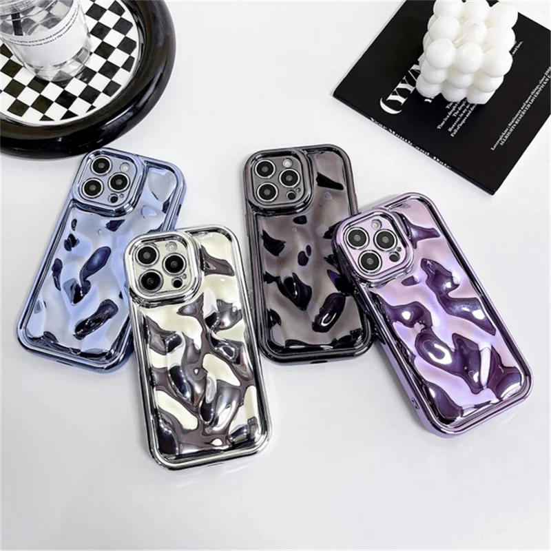 Electroplating Shell for iPhone 12 Pro 6.1 inch Phone Case Meteorite Texture Soft TPU Cover - Silver