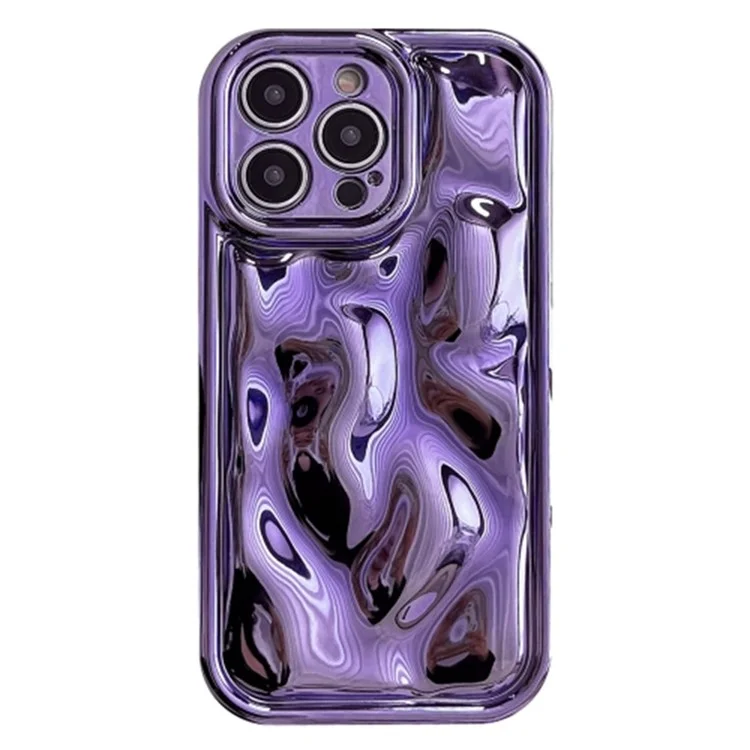 For iPhone 13 Pro Max 6.7 inch Soft TPU Phone Case Meteorite Texture Electroplating Cover - Purple