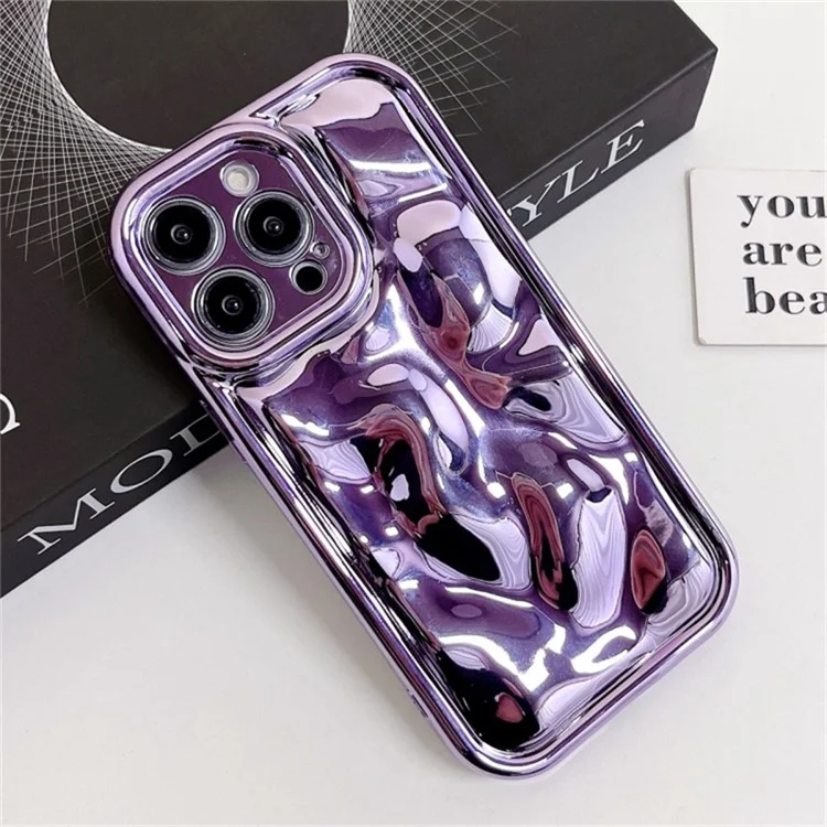 For iPhone 13 Pro Max 6.7 inch Soft TPU Phone Case Meteorite Texture Electroplating Cover - Purple