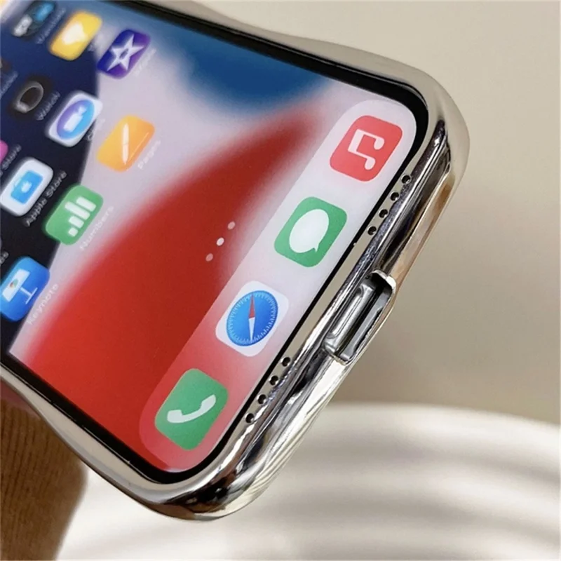 Anti-scratch Phone Case for iPhone 12 Pro 6.1 inch Electroplating Wave Texture Soft TPU Cover - Silver